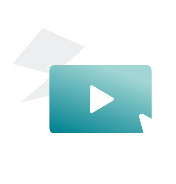 An email with a play button in front of it