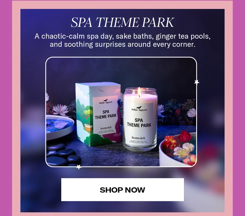 Spa Theme Park | A chaotic-calm spa day, sake baths, ginger tea pools, and soothing surprises around every corner. | Shop Now