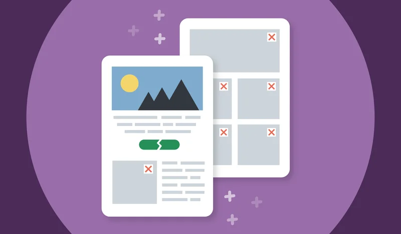 Two emails - one with a broken CTA button and a broken image and other with all broken images.