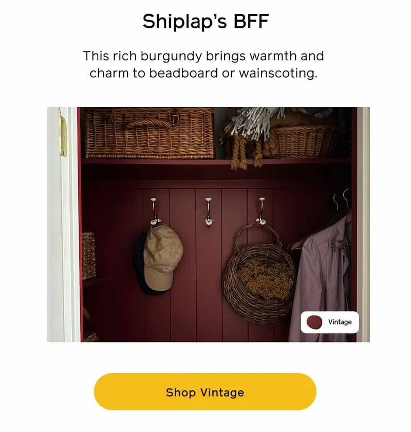Shiplap's BFF. This rich burgundy brings warmth and charm to beadboard or wainscoting. Shop Vintage
