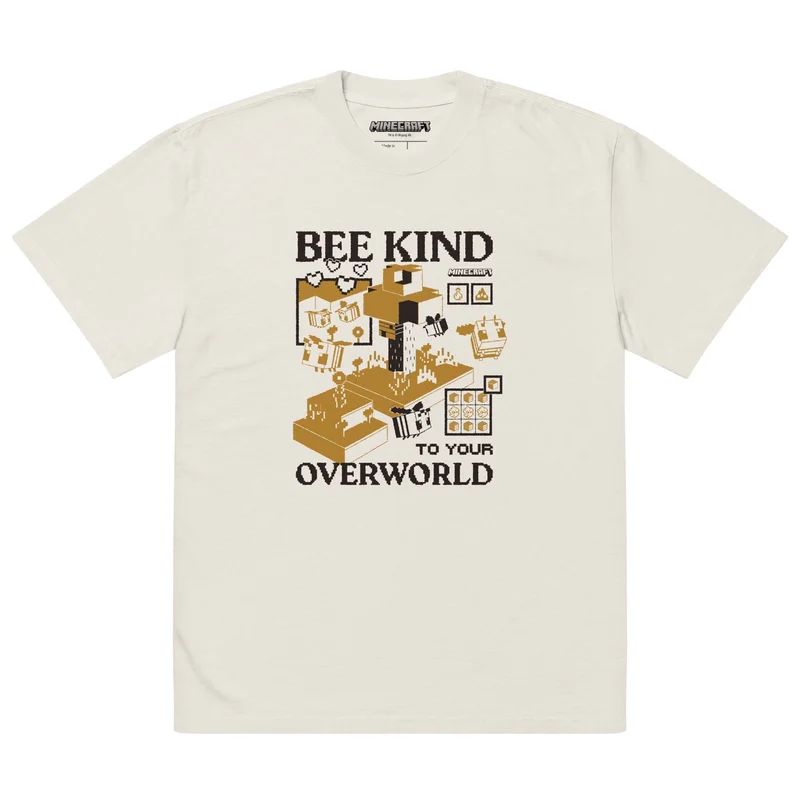 Image of Minecraft Oversized T-Shirt Bee Kind to Your Overworld