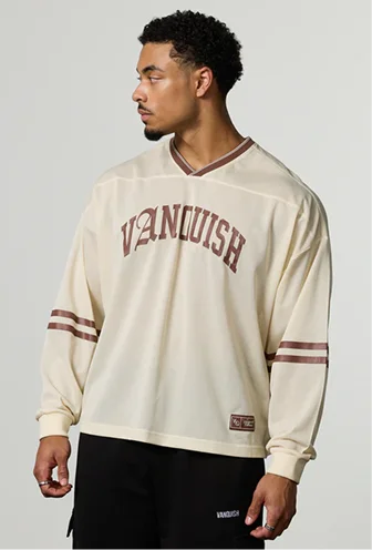 Varsity Off White Oversized Boxy Hockey Jersey