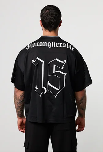 Varsity Black Oversized Boxy Football Jersey