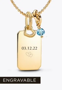 March Engravable Dangle Charm Necklace Set