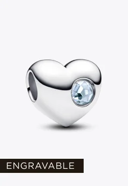Engravable Sea Aqua Blue Stone Heart Charm