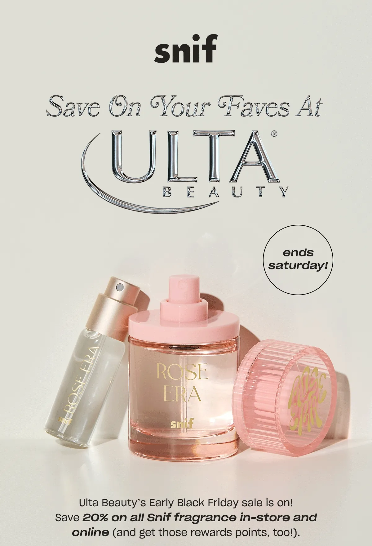 Ulta Beauty’s Early Black Friday sale is on! Save 20% on all Snif fragrance in-store and online (and get those rewards points, too!).