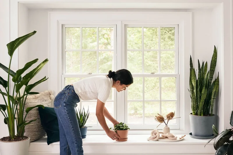 woman caring for plants