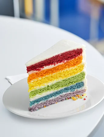 rainbow cake slice