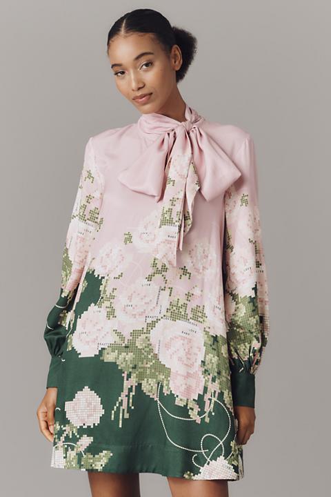 The Caroline Tie-Neck Mini Dress by Maeve
