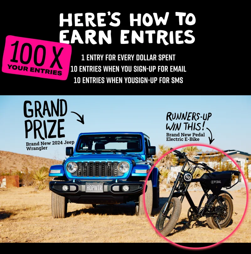 Earn entries for ever dollar spent, signing up for email, signing up for text messages