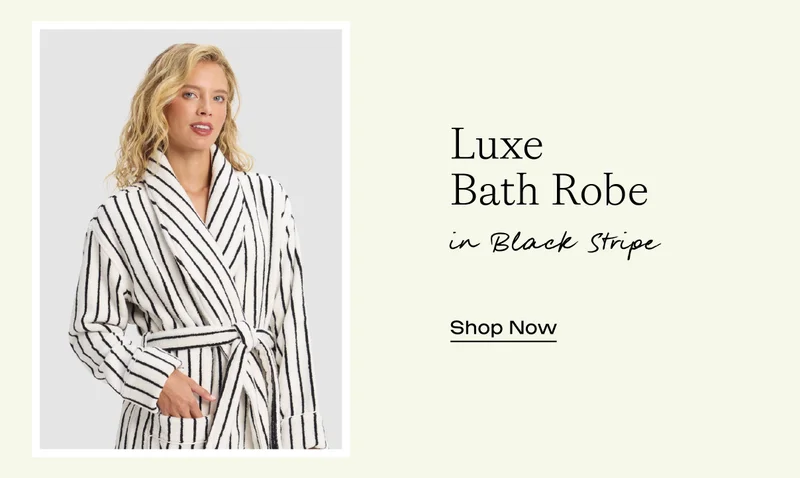Luxe Bath Robe in Black Stripe - Shop Now