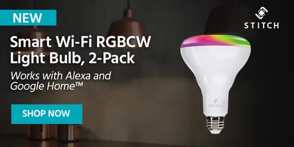 Stitch Smart Wi‑Fi RGBCW Light Bulb, 2-Pack Works with Alexa and Google Home™ Shop Now