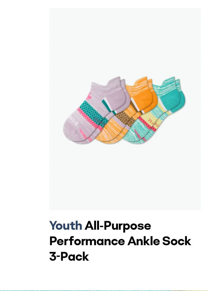 YOUTH ALL-PURPOSE PERFORMANCE ANKLE SOCK 3-PACK