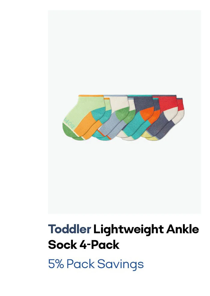 TODDLER LIGHTWEIGHT ANKLE SOCK 4-PACK | 5% PACK SABINGS