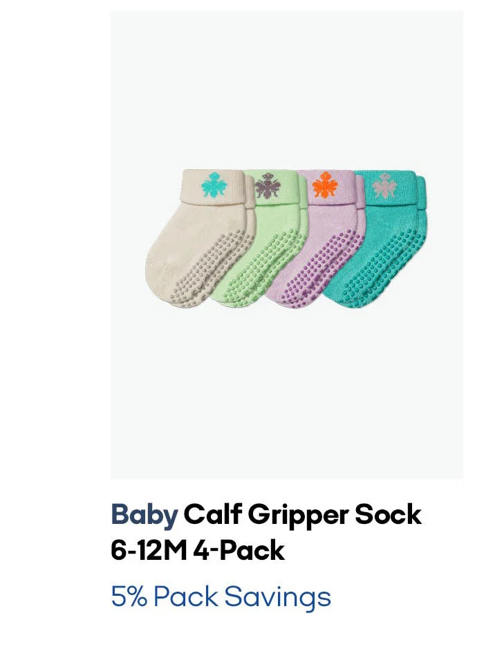 BABY CALF GRIPPER SOCK 6-12M 4-PACK | 5% PACK SAVINGS