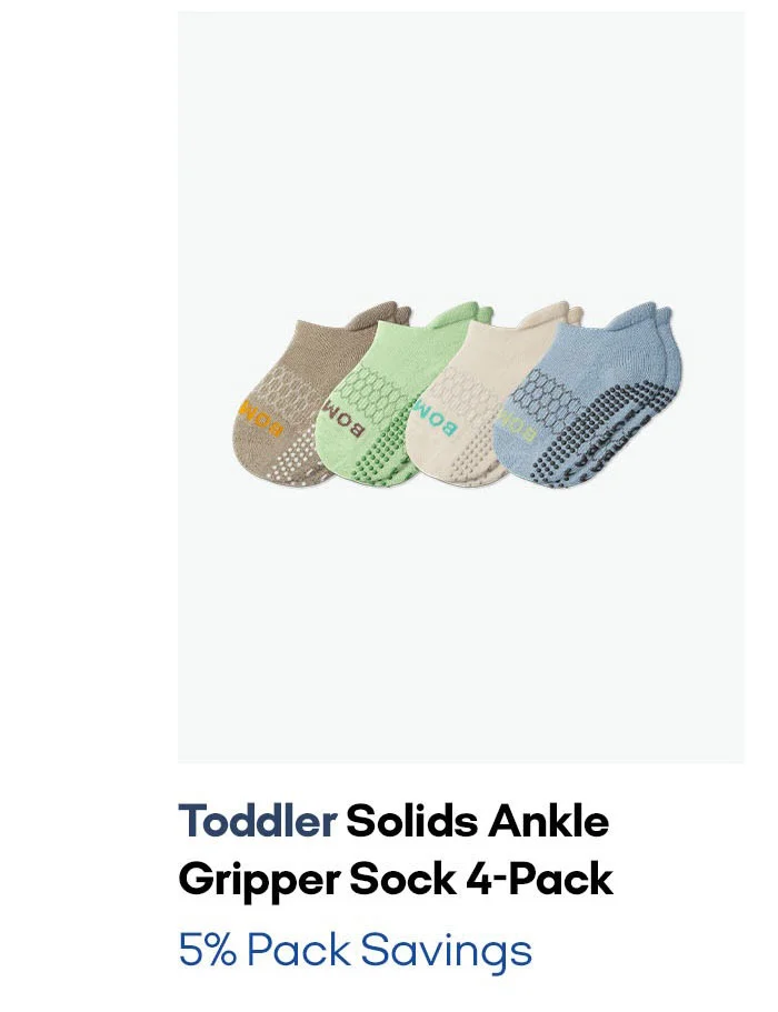TODDLER SOLIDS ANKLE GRIPPER SOCK 4-PACK | 5% PACK SAVINGS