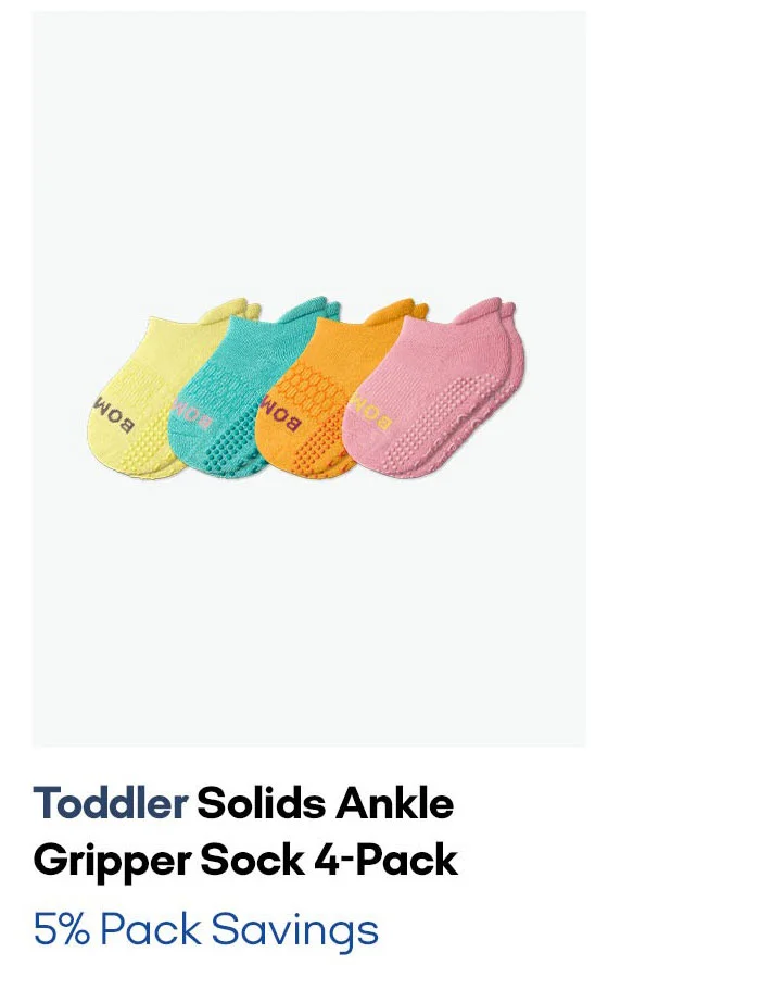 TODDLER SOLIDS ANKLE GRIPPER SOCK 4-PACK | 5% PACK SAVINGS