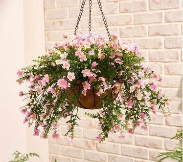 Garden Reflections 18" Faux Bacopa Flower Hanging Basket