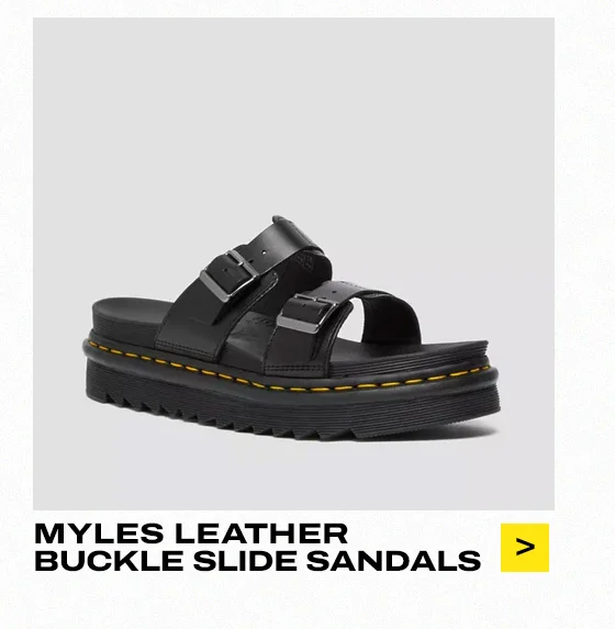 MYLES BRANDO LEATHER BUCKLE SLIDE SANDALS