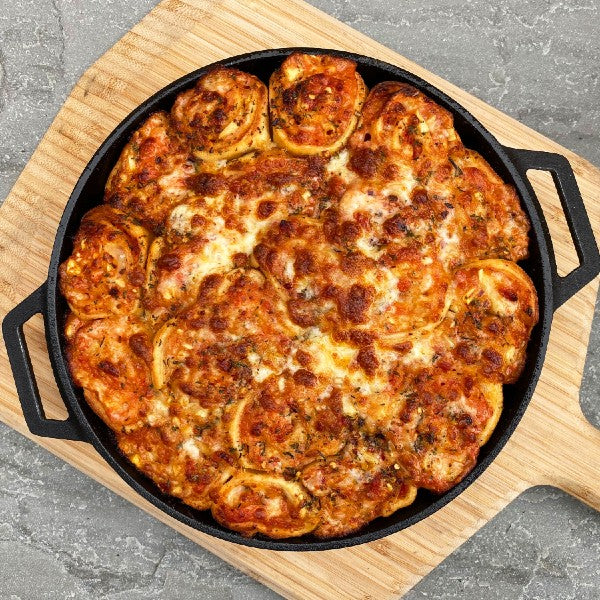 Skillet Baked Pizza Rolls