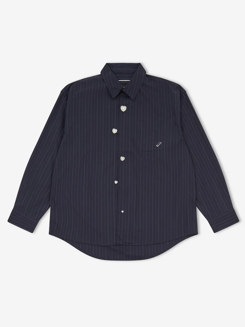 Image of Phingerin Floating Heart Poplin Shirt - Black Pinstripe