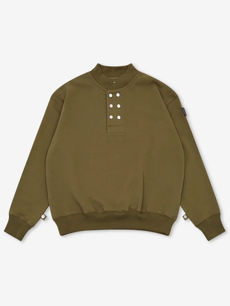 Image of Phingerin Double Henley Sweatshirt - Olive Drab
