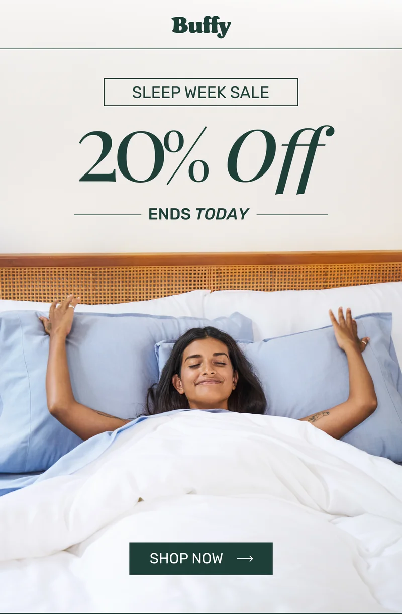 SLEEP WEEK SALE - 20% OFF ENDS TODAY