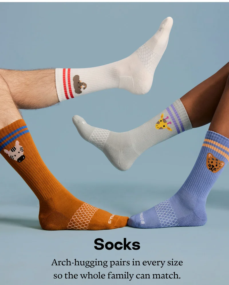 Socks | Arch-hugging pairs in every size so the whole family can match.