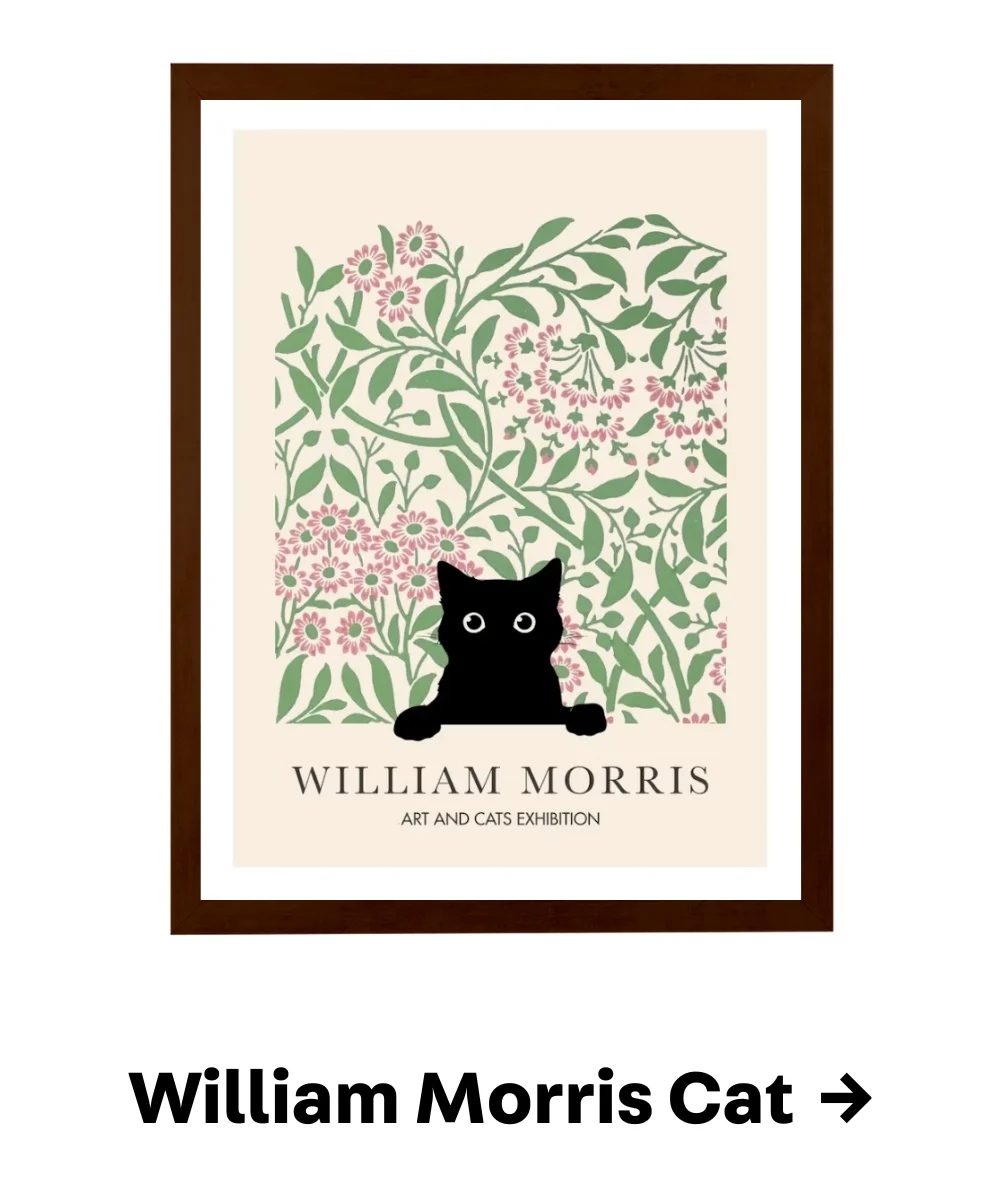 william morris cat art print