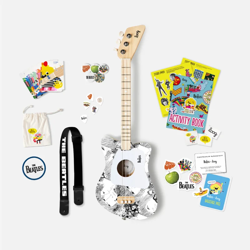 Image of beatles + loog mini guitar