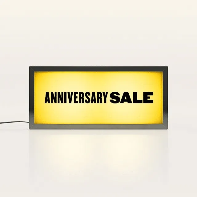 A lightbox that reads Anniversary Sale Coming Soon It's a Big Deal