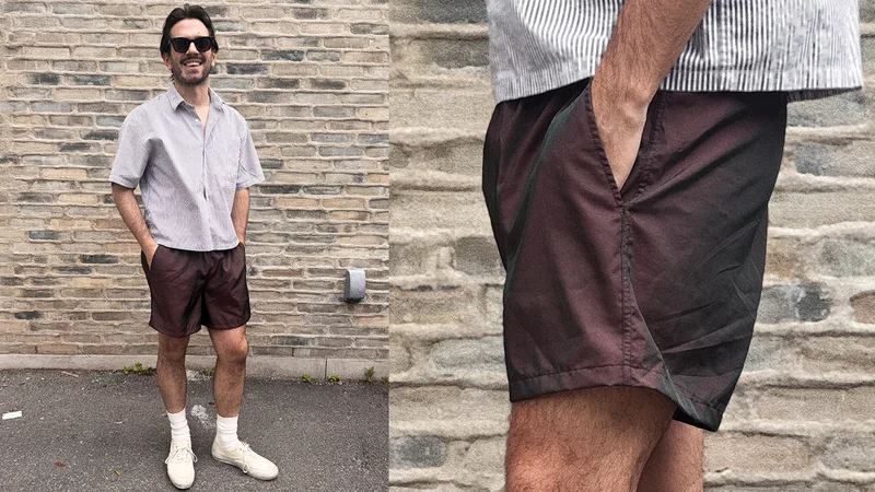 GQ contributor Ben Kriz wearing the new Bather swim trunks.