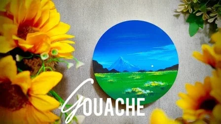 Gouache Landscape With Yellow Flowers Using Easy Painting Techniques