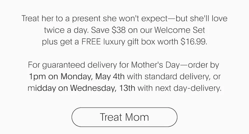 Treat her to a present she won't expect—but she'll love twice a day. Save $38 on our All Inclusive Travel Set,  plus get a FREE luxury gift box worth $16.99. | Treat Mom