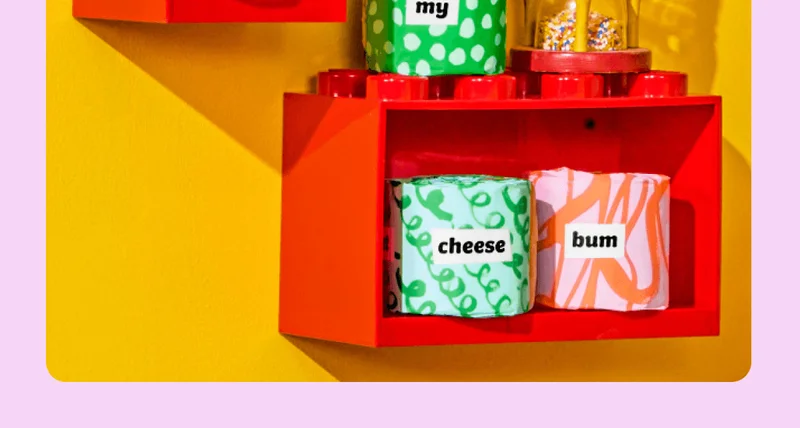 Image: Who Gives A Crap Poetry Edition TP with poetic saying: "I love my cheese bum"