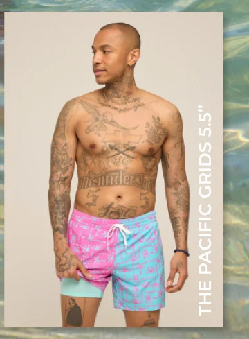 Lined Classic Swim Trunk: The Pacific Grids 5.5"