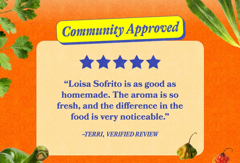 Community Approved ⭐️⭐️⭐️⭐️⭐️“ Loisa Sofrito is as good as homemade. The aroma is so fresh, and the difference in the food is very noticeable.” — Terri, verified review