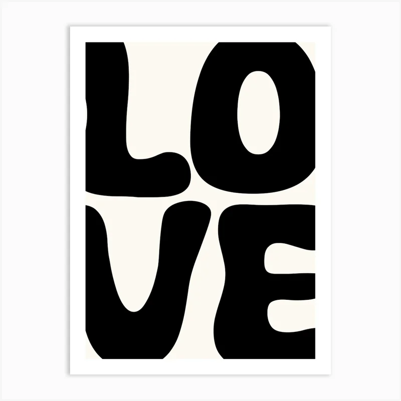 Image of Monochrome Love Bold Typography Text Art Art Print
