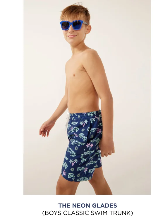 Boys Classic Swim Trunk: The Neon Glades