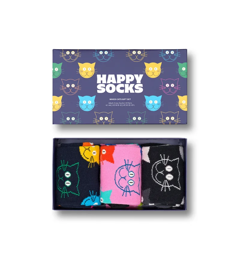 3-Pack Mixed Cat Socks Gift Set