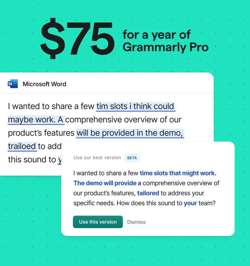 $75 for a Year of Grammarly Pro