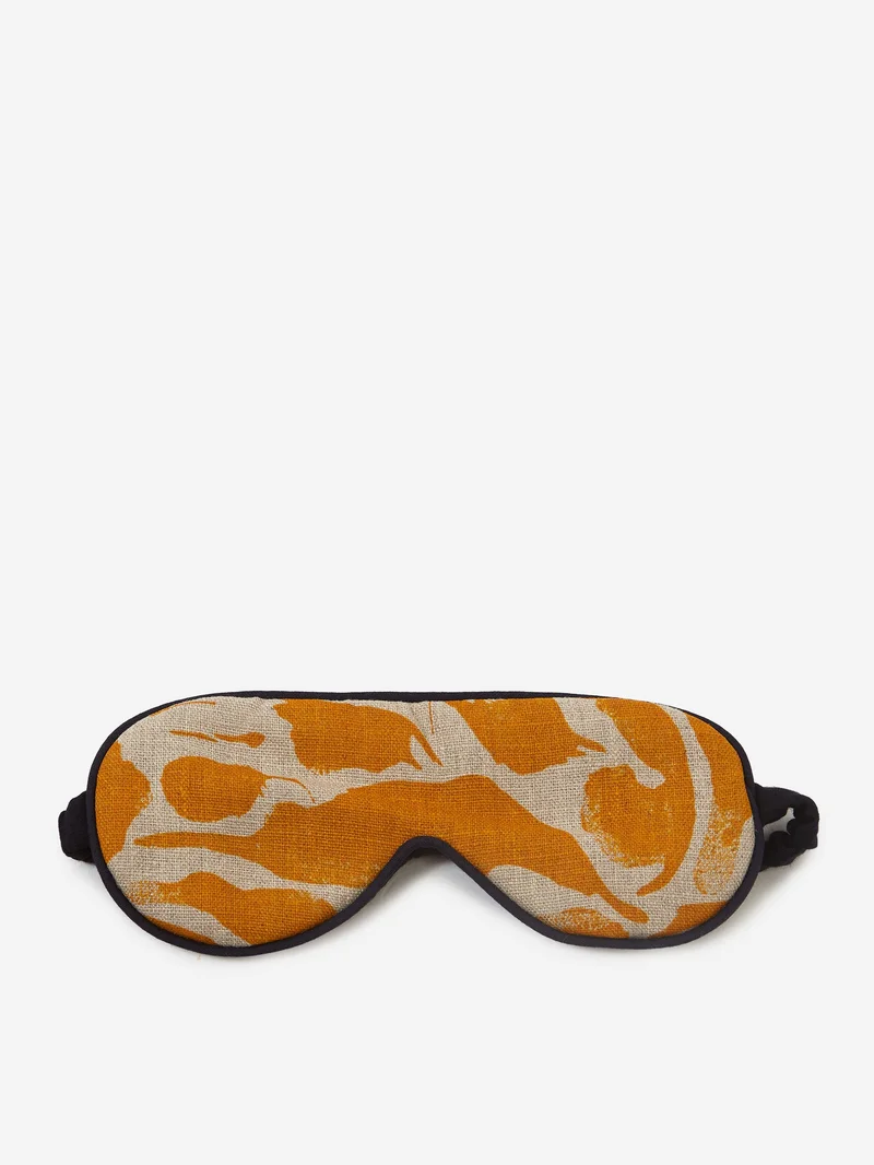Image of Blasta Henriet Merino & Linen Eye Mask - Printed Yellow Creatures
