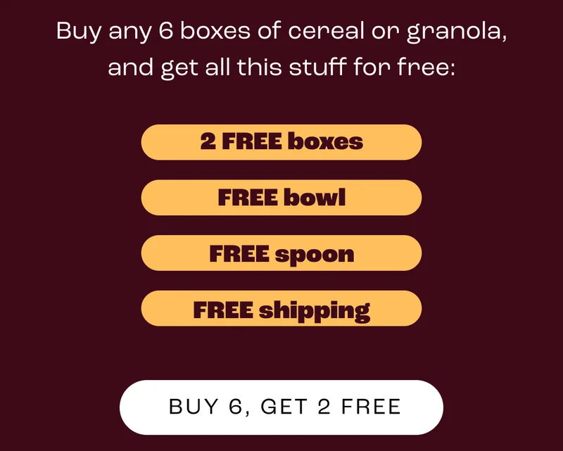 Buy any 6 boxes of cereal or granola, and get all this stuff for free: