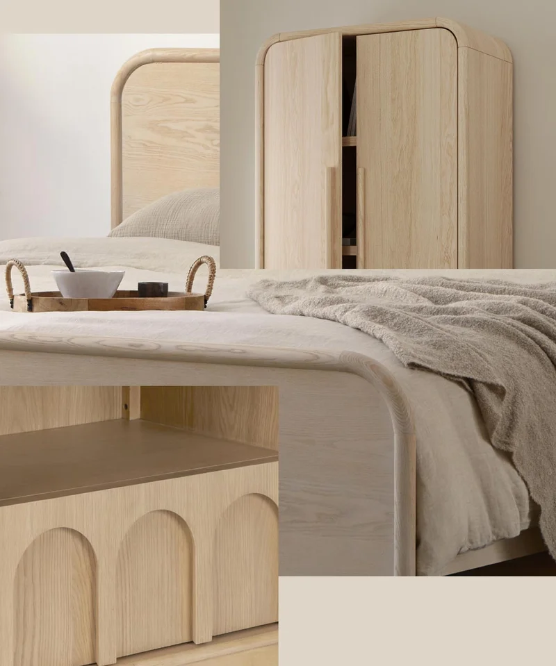Swap counting sheep for soothing curves and natural woods to lull you to sleep.