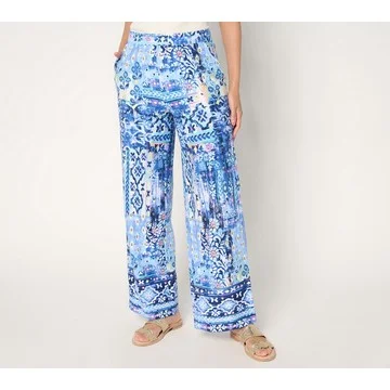 Denim & Co. Beach Jersey Full Length Wide Leg Pant