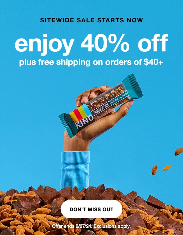 enjoy 40% off plus free shipping on orders of $40+