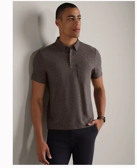 WFH Polo: Foggy Taupe Heather