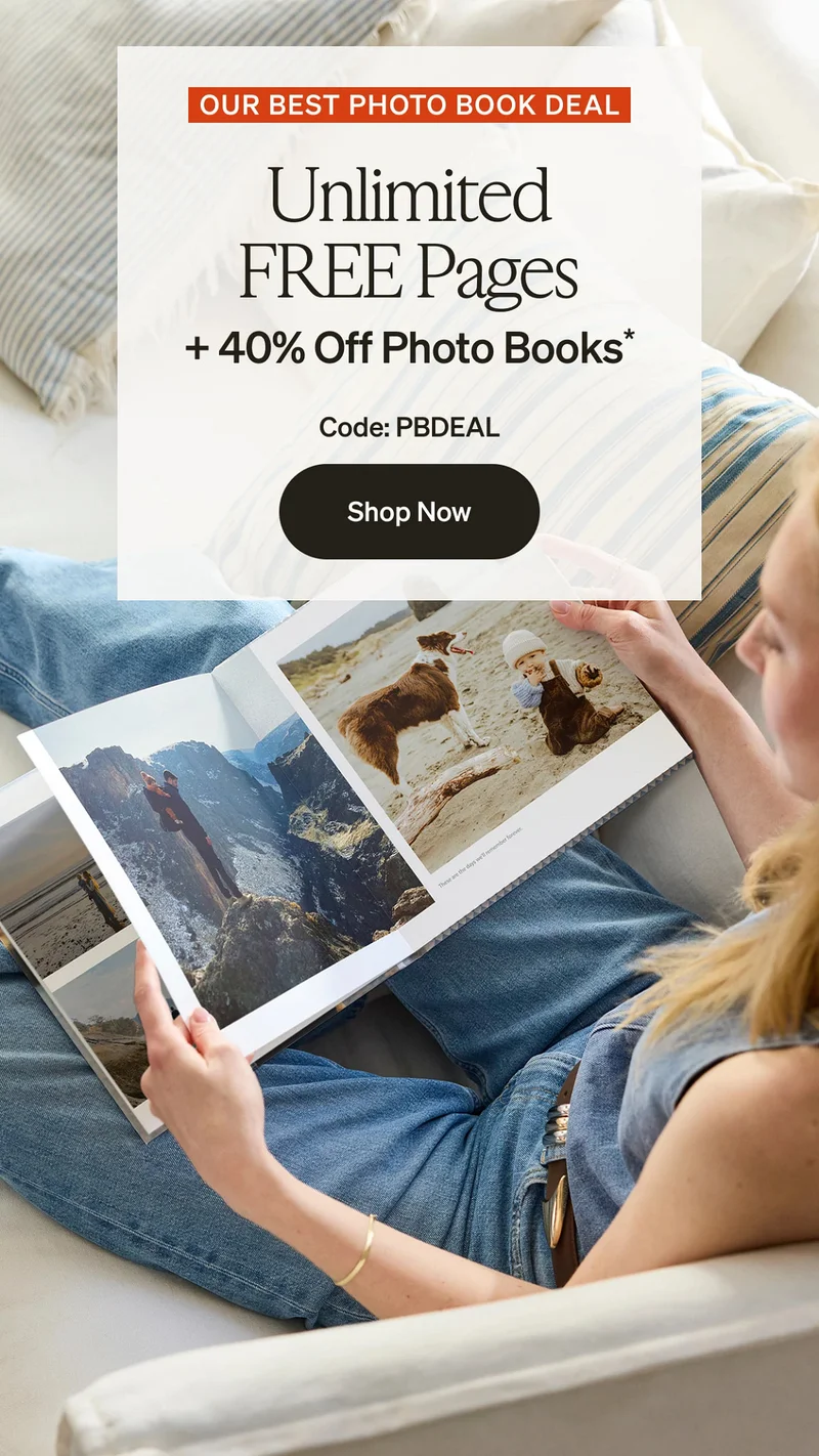 Unlimited Free Pages + 40% Off Photo Books
