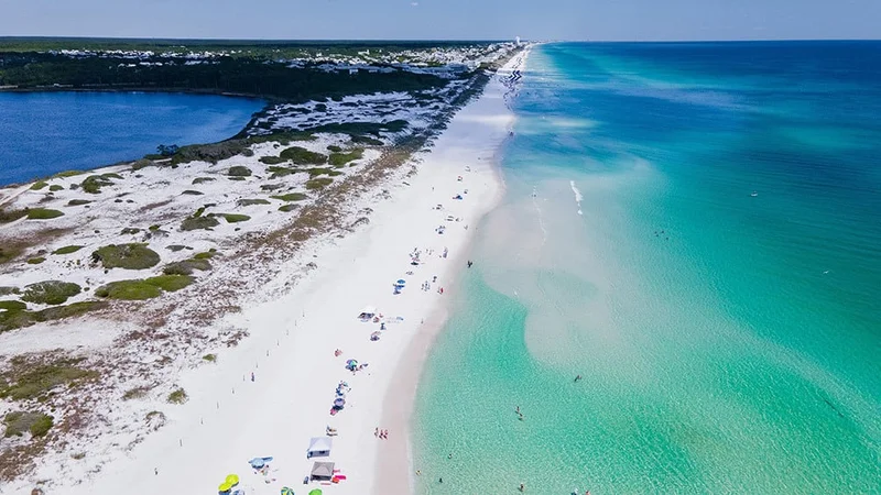Image description: Aerial view of Grayton Beach in Florida.