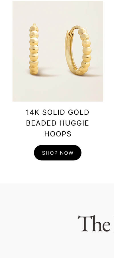 14k Solid Gold Beaded Huggies Hoops